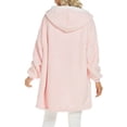 thumbnail image 4 of WREESH Fashion Winter Jacket Womens Solid Color Warm Hooded Plus Size Home Casual Jacket Long Sleeved Hooded Casual Jacket Pink, 4 of 5
