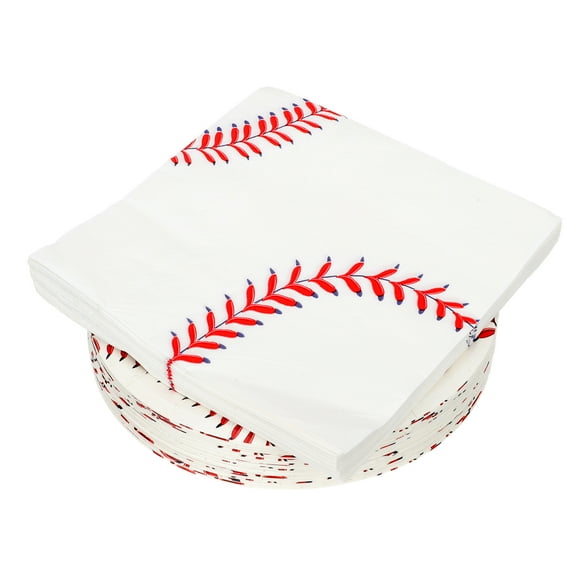 Baseball Party Supply Set, White, Paper, 18" x 18" x 1",Disposable Plates and Napkins