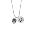 thumbnail image 2 of Delight Jewelry Silvertone Diagonal Banded Barrel with Clear Crystals Spinner Silvertone Script Initial Disc - W - Charm Necklace, 20"+3", 2 of 4