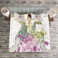 thumbnail image 3 of Ambesonne Modern Quilted Bedspread Set 3 Pcs, Boho Lady Illustration Spots, Queen Size, Multicolor, 3 of 3
