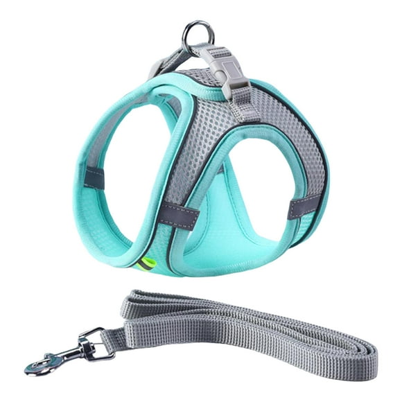 Dog Harness with Leash Set Adjustable Comfortable Puppy Mesh Harness for Small Medium Large Dogs Night Walking , Green XS