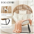 thumbnail image 4 of Open Box JAMFLY Rocking Egg Chair w/Cushion for Indoor & Outdoor Spaces, Beige, 4 of 5