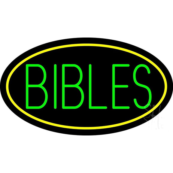 Green Bibles LED Neon Sign 20" Tall x 37" Wide - inches Black Square Cut Acrylic Backing, with Dimmer - Premium built indoor Sign for Home décor, Event, Religious place, Store interior, Office.