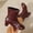 Wine, variant on Women Large Size Ankle Boots Side Zipper for Easy on Loose Round Toe Chunky Heel for Daily Time Outfit Matching Black 9.5(43)