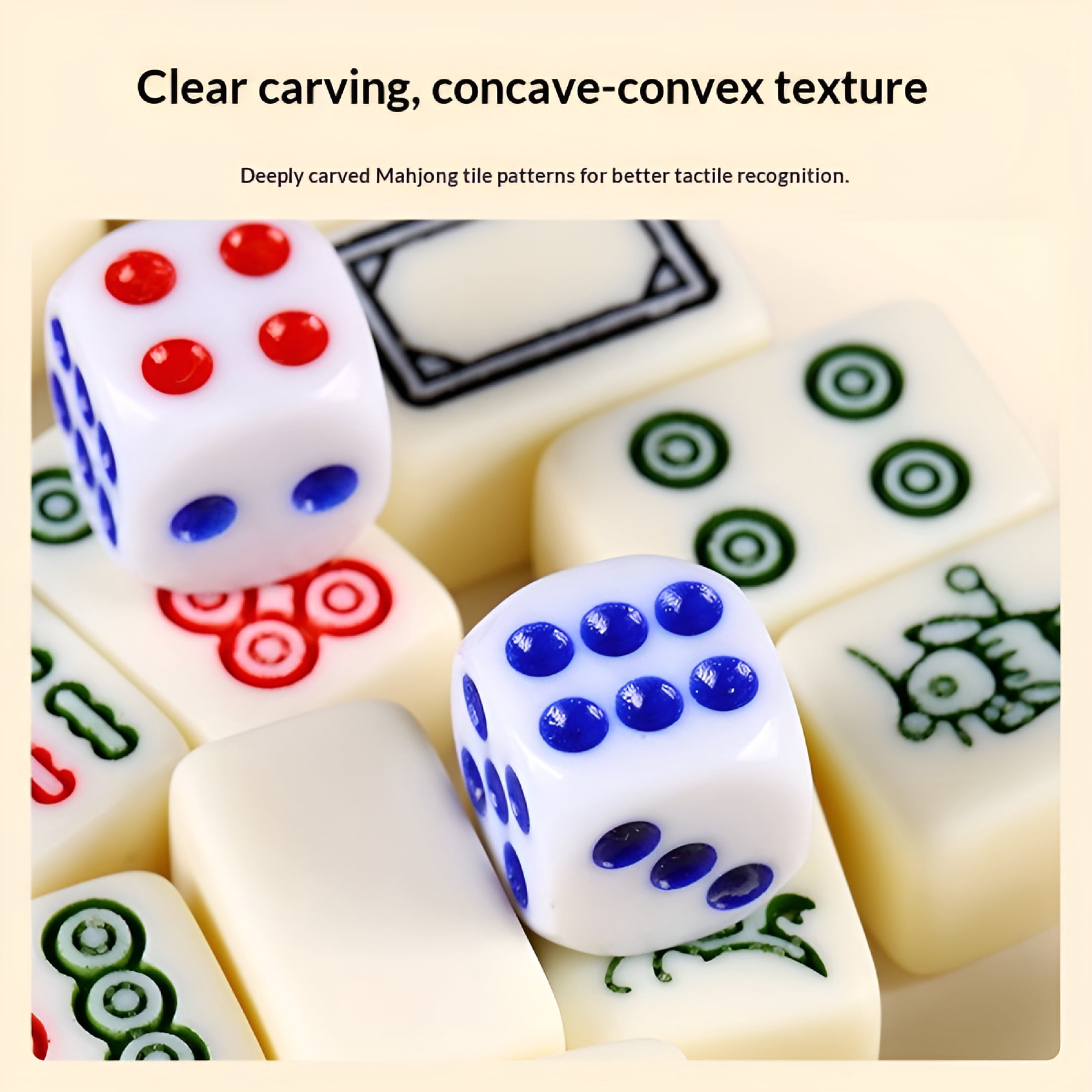 CYFW Mahjong Set - 166 White Tiles with Printed Bag,4 All-in-One Racks Pushers - Complete Game Set, chinese mahjong tile set