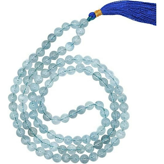 Aquamarine Mala Beads 108 Buddhist Prayer Beads Japamala