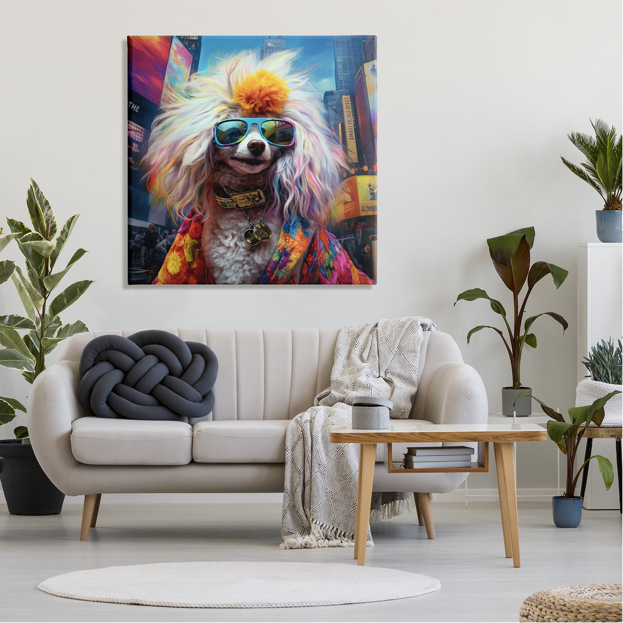 Stupell Industries Hippie Doodle Dog Animals & Insects Painting Gallery Wrapped Canvas Art Print Wall Art, 36 x 36
