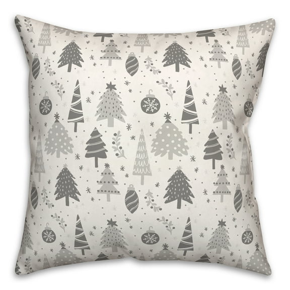 Creative Products Gray Tree Ornament Pattern 18 x 18 Spun Poly Pillow