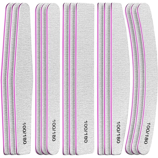 Limas de Uñas 100/180, Pulidor de Uñas, 15 PCS Limas de Uñas para Uñas Naturales, Limas de Uñas de Doble Cara para Uñas Acrílicas, Set Profesional de Manicura y Pedicura