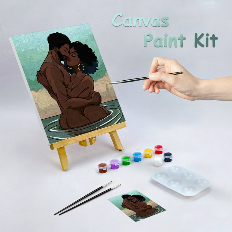 VOCHIC Couples Paint Party Kits Pre Drawn Canvas for Adults for Paint and  Sip Date Night Games for Couples Painting kit 12x16 Girl Boy