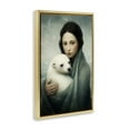 thumbnail image 4 of Stupell Industries Girl & Baby Polar Bear People Painting Gold Floater Framed Canvas Art Print Wall Art, 17 x 25, 4 of 10