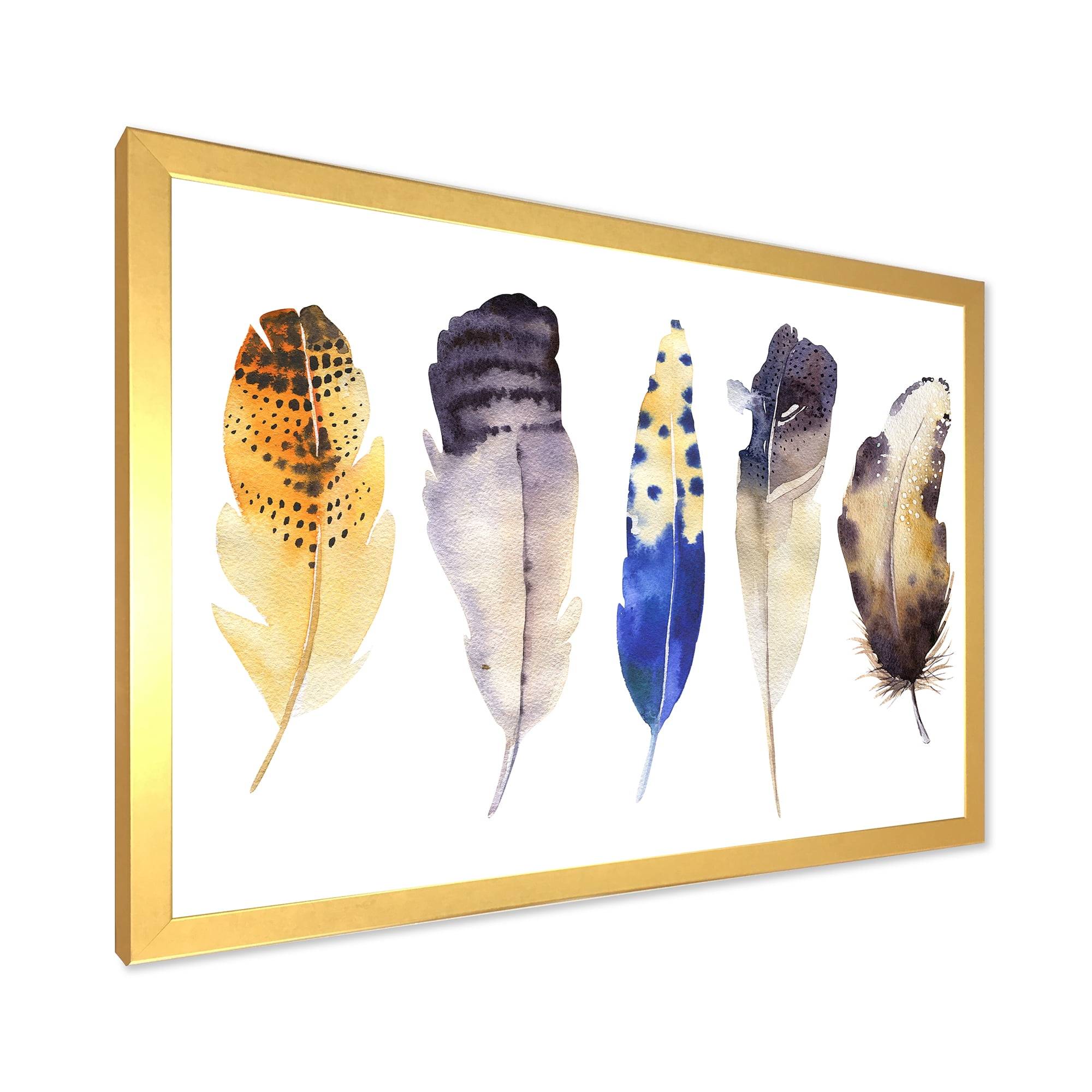 Designart 'Colourful Boho Art Feather Set I' Bohemian & Eclectic Framed Art Print