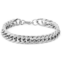 Invicta Jewelry Men's Double Curb Chain Steel Bracelet (10mm) - 8"
