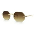 thumbnail image 4 of Bevel Octagonal Gangster Rimless Jaguar Head Hinge Showy Sunglasses Gold - Brown, 4 of 7