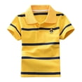 thumbnail image 5 of Big BoysStriped Short Sleeve Polo Shirts Casual Turn-down Collar Pique Tees Breathable Button Closure Tops for Summer Daily Wear 6-14 Years, 5 of 6