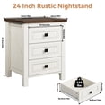 thumbnail image 6 of Nightstand Set of 2, bedside table with charging station, White farmhouse 3 drawer nightstand Rustic night stand end tables for bedroom Living Room, 6 of 12