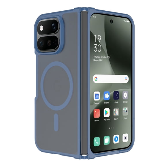 Dteck for Google Pixel 11 Pro Fold Case, Shockproof PC Translucent Matte Case Compatible with MagSafe Slim Phone Cover,Darkblue