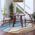 thumbnail image 3 of Abstract Geometric 5FT Round Area Rugs for Living Room Blue Brown Gradient Waves Beach Ultra-Thin Non-Slip Round Rugs Machine Washable Low Pile Circle Carpet for Bedroom Kitchen Nursery, 3 of 9