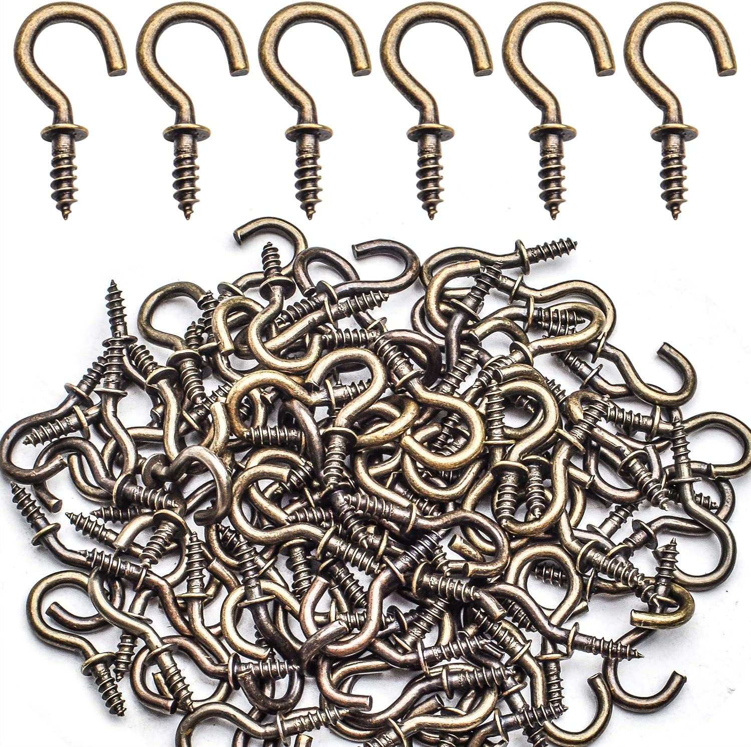 100pcs 1/2inch Bronze Mini Screwin Cup Hooks Screw Hooks Cup Ceiling