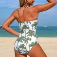 thumbnail image 7 of yueewhu Women's Colorblock Tropical One Piece Swimsuit Tummy Control Halter Bathing Suit (Army Green, XL), 7 of 7