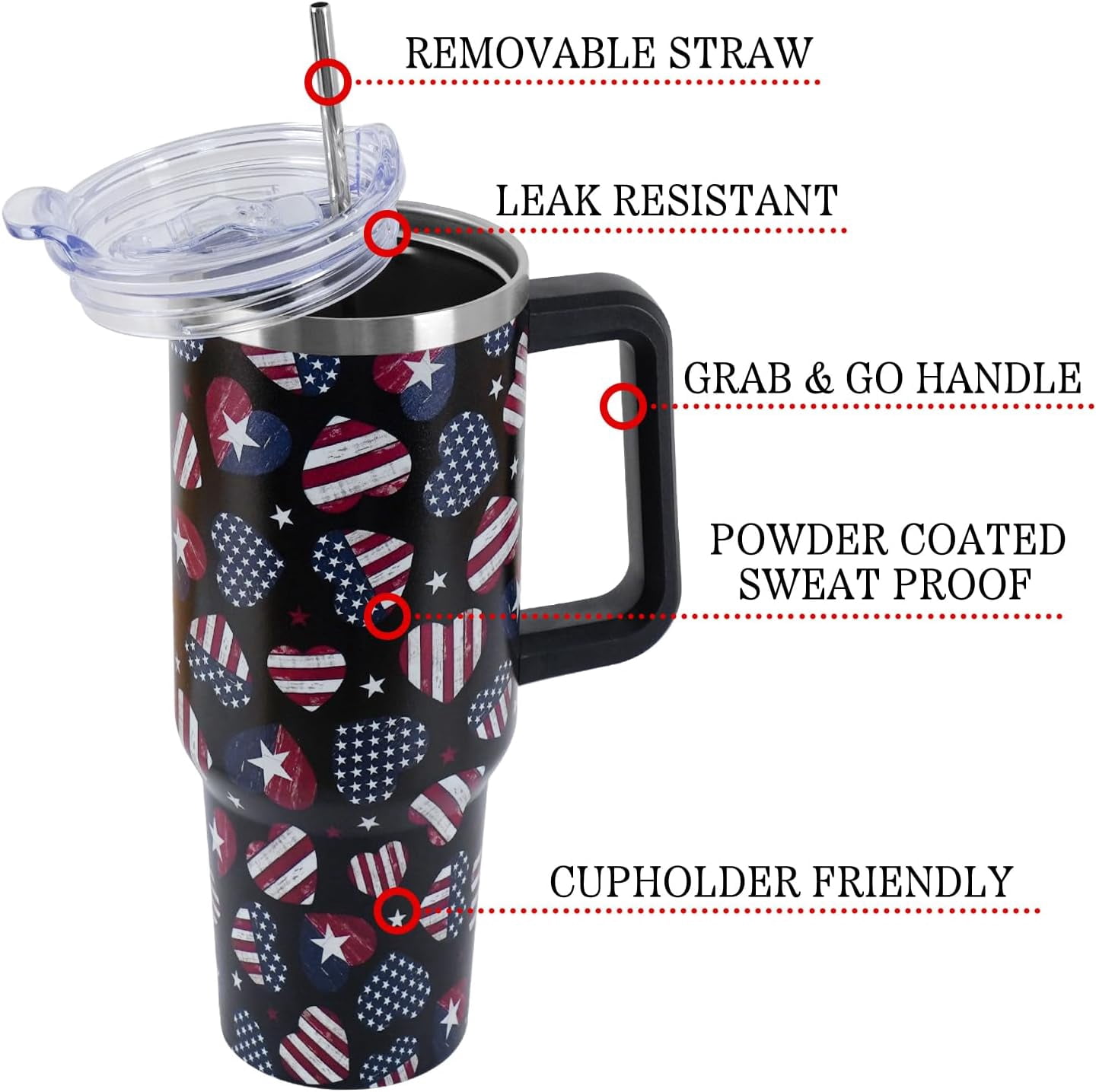Christmas Gifts 40 oz Tumbler with Handle and Straw Lid,Cute Gifts for Women Santa Claus Sleigh Xmas Tree Vacuum Insulated Leak Proof Tumbler,Winter Holiday Accessories Stainless Steel Coffee Cup Mug
