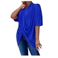 thumbnail image 2 of Fesfesfes Short Sleeve Shirts for Women Summer Fashion Solid Color Short Sleeve Round Neck Loose Large Size Casual Top T Shirts for Women 6(M), 2 of 6
