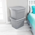 thumbnail image 5 of 18 Gal Storage Tote, Stackable Bin with Lid, Plastic Container to Organize Clothes in Closet, Basement, Gray Base and Lid, 8-Pack, 5 of 6