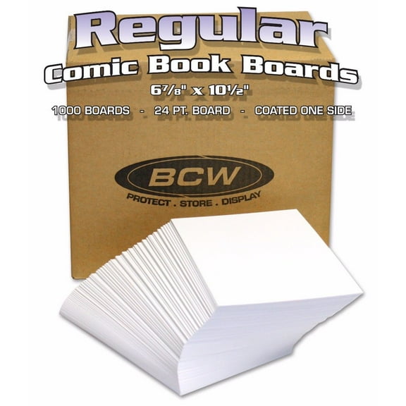 1 case of 1000 (Bulk) BCW Acid Free 6 7/8" x 10 1/2" Regular Comic White Backing Boards