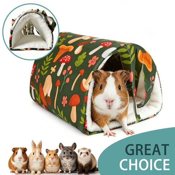 BellaNotes Washable Guinea Pig Tunnel with Curtains - Cozy Hamster Hideout Fit for Small Animals - Soft Accessories for Hamster/Chinchilla/Bunny