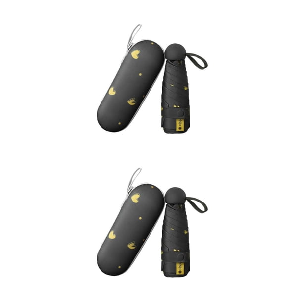 Kearding Paraguas elegante bloqueo eficiente con forma de cápsula de amor conveniente para llevar protección amor negro 8 amor negro ocho 2Conjunto