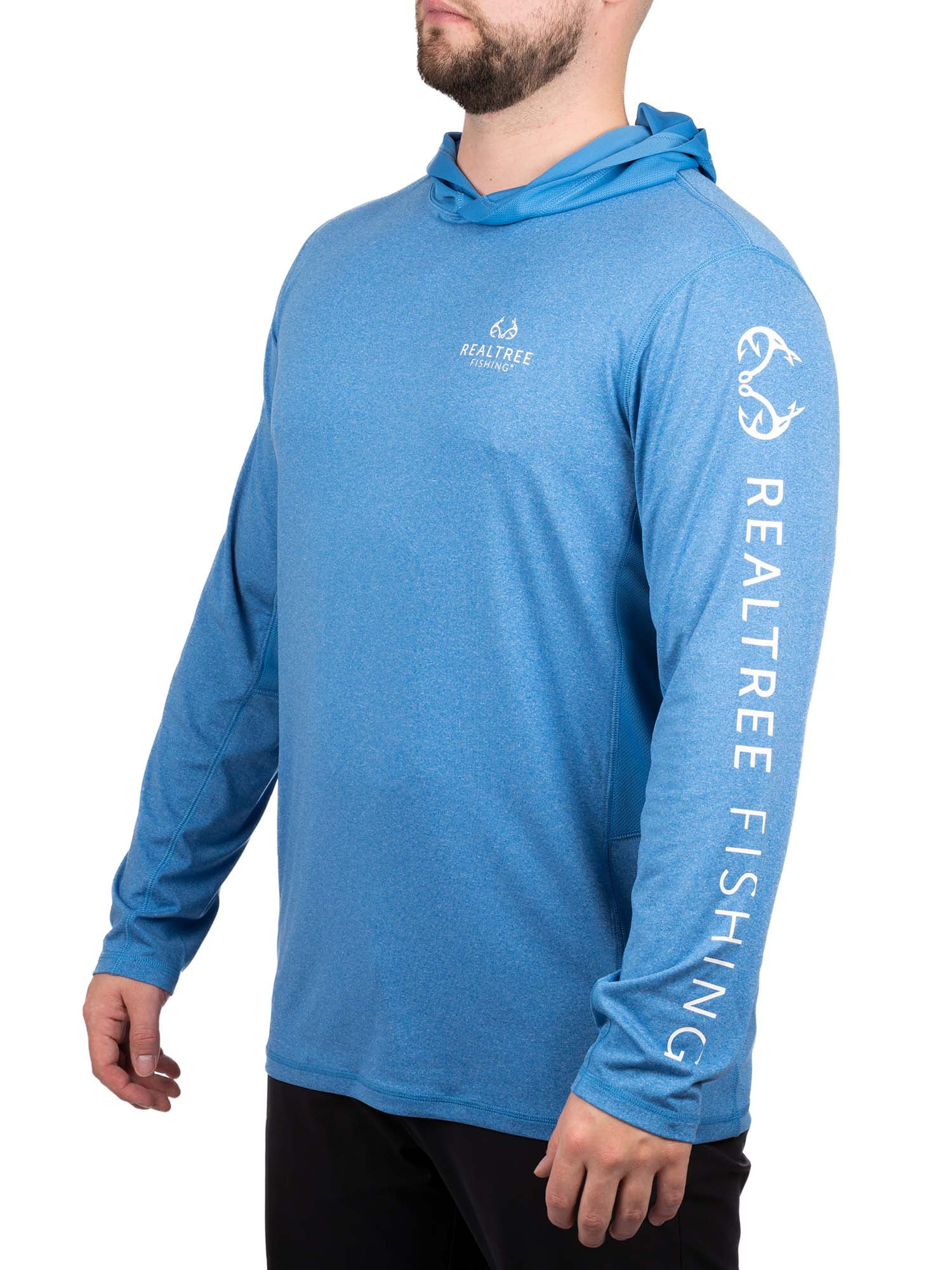 Realtree Grey Heather Men's Long Sleeve Hooded Fishing Shirt