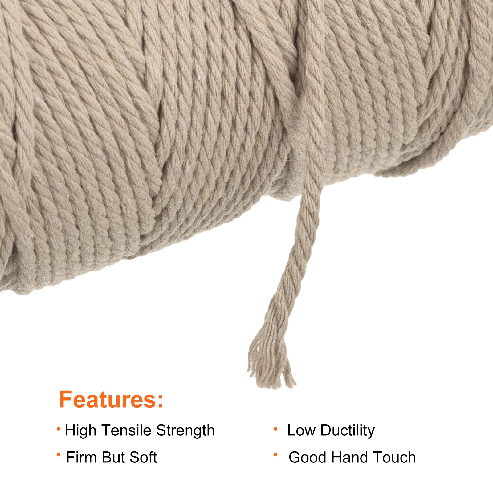 4 Pcs Cotton Rope 4 Strand Twisted Braided Rope Cord, Milky Gray 100m/109 Yard 3mm Dia for Wall Hanging Plant Hanger