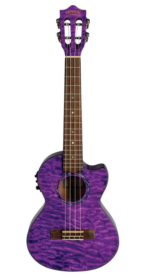 Lanikai QMPUCET Quilted Maple Purple Stain Tenor AcousticElectric Ukulele