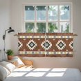 thumbnail image 4 of Southwest Tier Curtains, Western Brown Yellow Geometric Abstract Art Wooden Light Filtering Kitchen Curtains, 2Pcs Rod Pocket Half Window Treatments Panels for Sink Cafe Cabinet Camper 27.5x36 Inches, 4 of 9