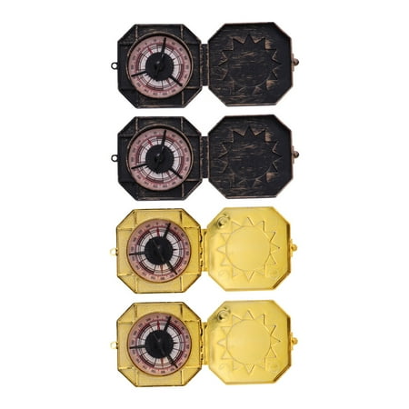 

4Pcs Pirate Compass Vintage Plastic Compass Cosplay Prop Halloween Costumes Decoration Kids Toy (Golden Bronze)