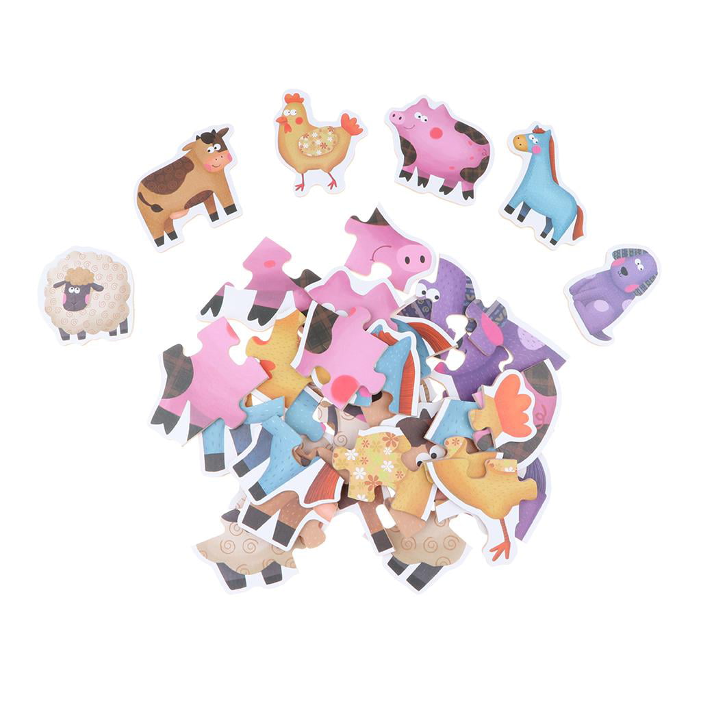 Animals Vehicle Multi-color Wood Puzzles Jigsaw Toddler Intelligence Baby Toy 6A 