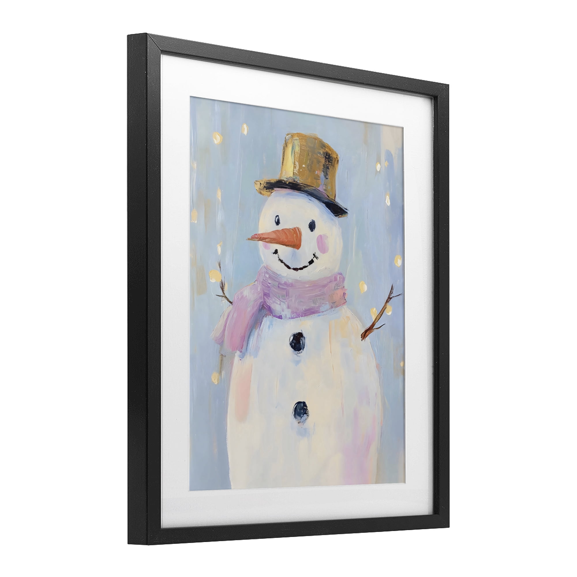 Stupell Industries Cheerful Pastel Snowman Black Framed Print Under Glass, design by The Prints Vibe