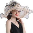 thumbnail image 5 of Women Sun Hat Wide Brim Floral Elegant Summer Hat Lady Fascinator Hat, 5 of 5