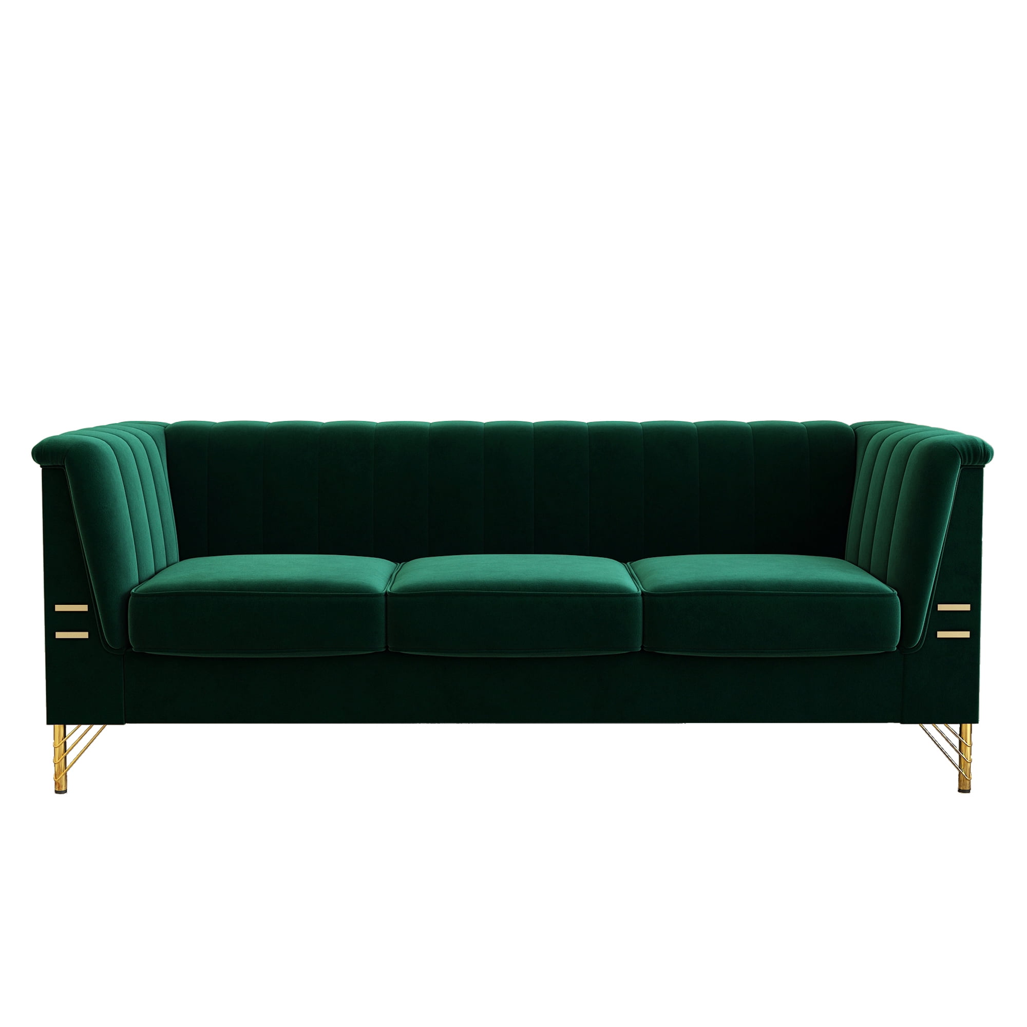 Resenkos Mid-Century Modern Tufted Velvet Couch Extra-Deep Down-Filled Sofa in Green