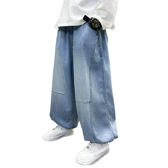 Tiijoy Boys Cartoon Embroidery Baggy Jeans Kids Fashion Pull On Denim Pants, Sizes 4-5