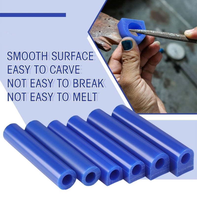 6 Blue Candlewax Cylinders Jewelry Engraving Equipment Mild Steel Drill Crafting Set Multiple Measurements