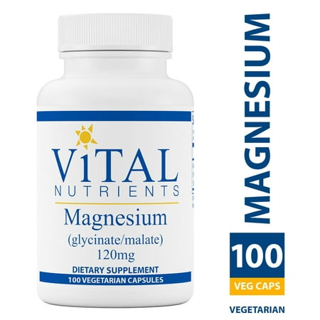 Vital Nutrients - Magnesium (Glycinate/Malate) 120 mg - Magnesium for Sensitive Individuals - Supports Heart Health and Calcium Absorption - 100 Vegetarian Capsules per