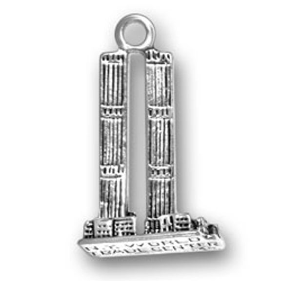 Sterling Silver 16" .8mm Box Chain 3D New York World Trade Center Pendant Necklace