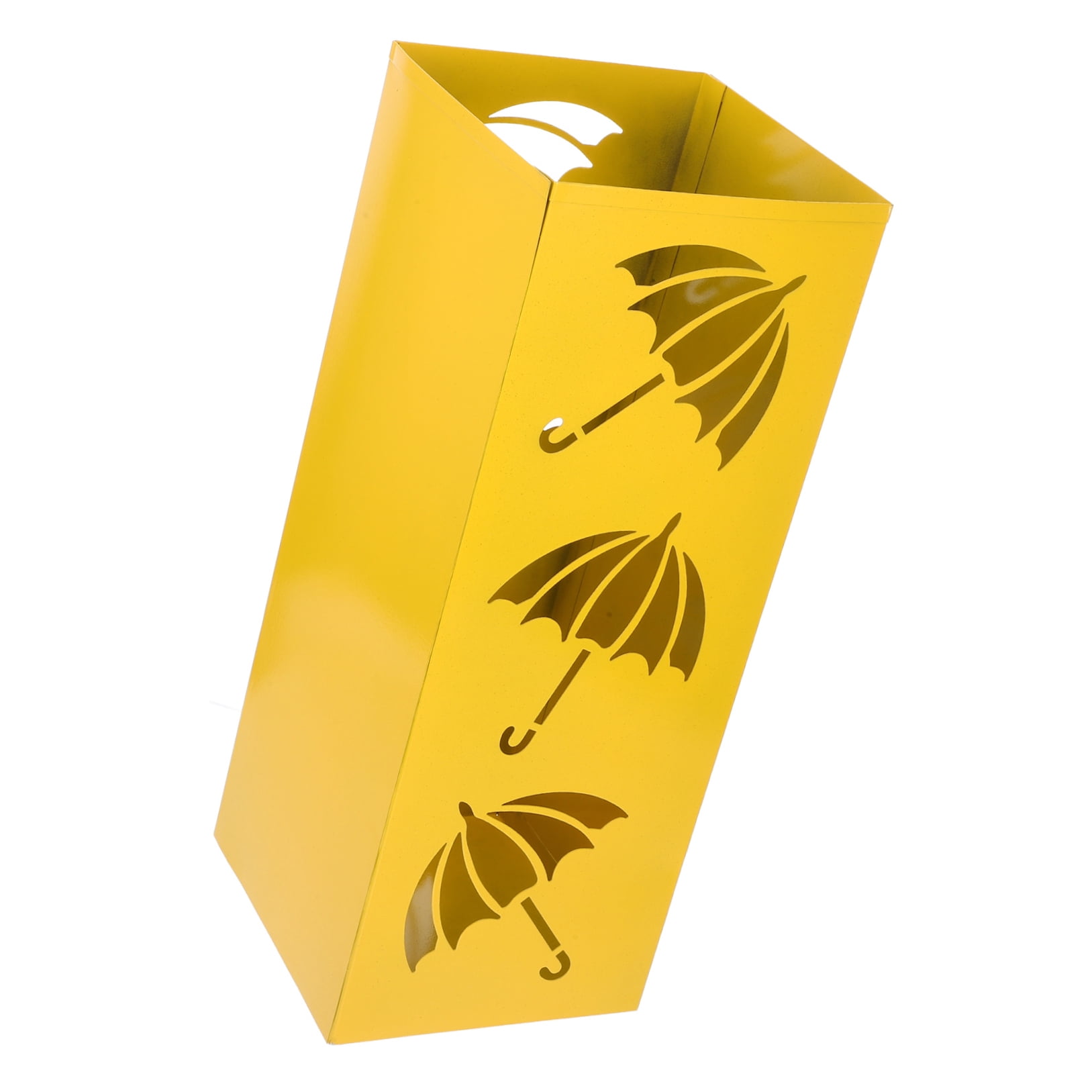 Toyvian Yellow Metal Umbrella Stand with Heavy-Duty Base, Indoor Iron Umbrella Holder Organizer for Home and Office Spaces