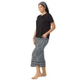 thumbnail image 3 of Women's Cuddl Duds® 2-pc. Pajama Crewneck Top & Pajama Capri Pants Set with Matching Headband Color: Black Ikat Border Size: X LARGE, 3 of 4