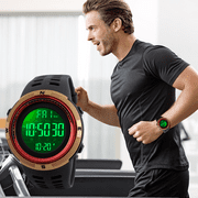 SKMEI Mens Military Watch, Waterproof Digital Sports Alarm Backlit Classic Watch, Black Gold Red