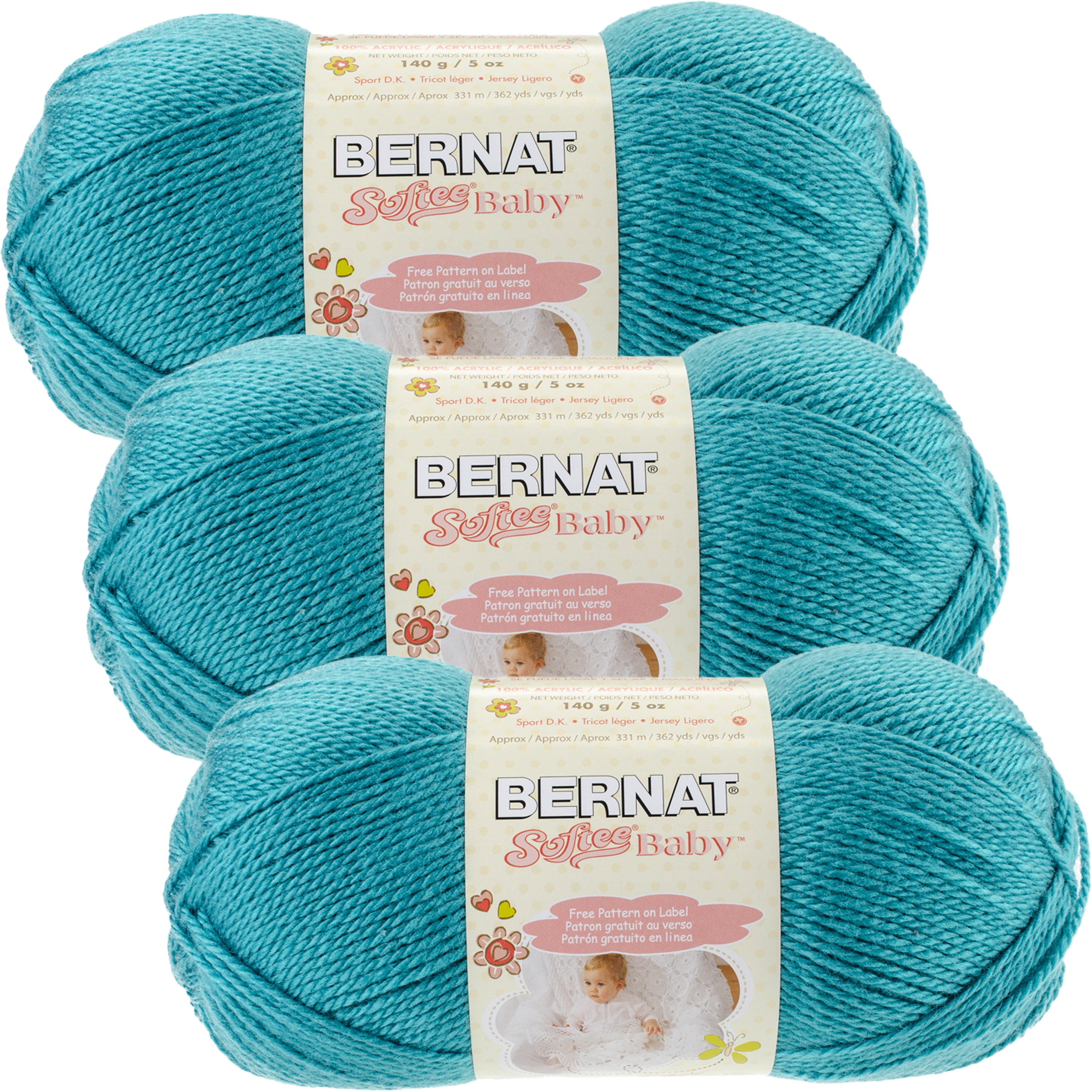 Bernat Softee Baby Yarn - Solids-Aqua, Multipack Of 3