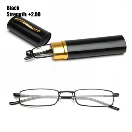 Vision Care Unisex Hinge Stainless Steel Frame Resin Eyeglasses Eyewear Elderly Glasses Reading Glasses BLACK STRENGTH-200