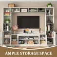 thumbnail image 3 of ChVans 103" Large Farmhouse Wall Unit Entertainment Center with Bookshelves, Storage Shelves & Barn Door Cabinet, Rustic Farmhouse TV Stand Media Console Table for Living Room & Home Theater, 3 of 8