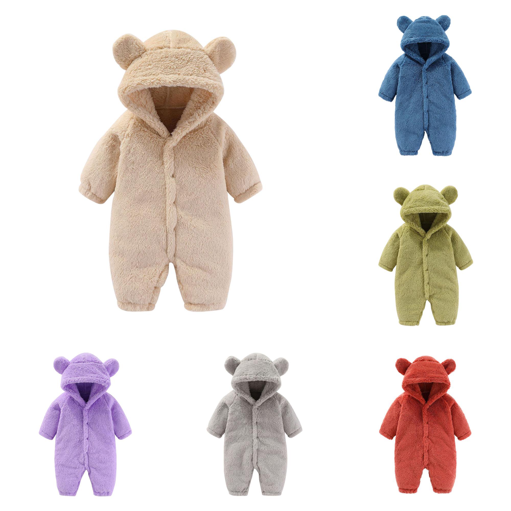 TinyBloomm 3 to 6 Month Baby Girl Clothes Baby Boys Girls Snowsuit Winter Coat Solid Bear Warm Hooded Romper Jumpsuit Outfits Size 3-6 Months